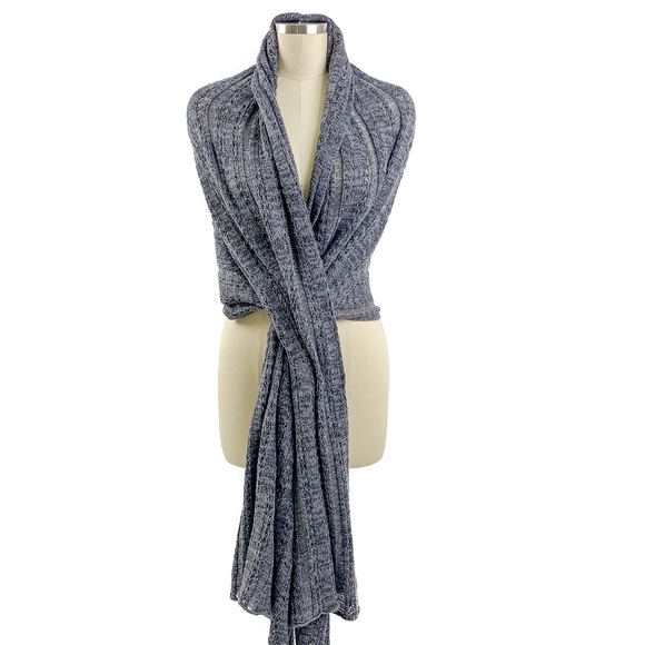 Halogen Accessories - Halogen Knit Shawl Wrap Gray Open Weave Extra Long